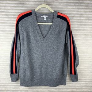 Autumn Cashmere Tech Racing Stripe V-Neck Sweater Oversized Old Money Essential